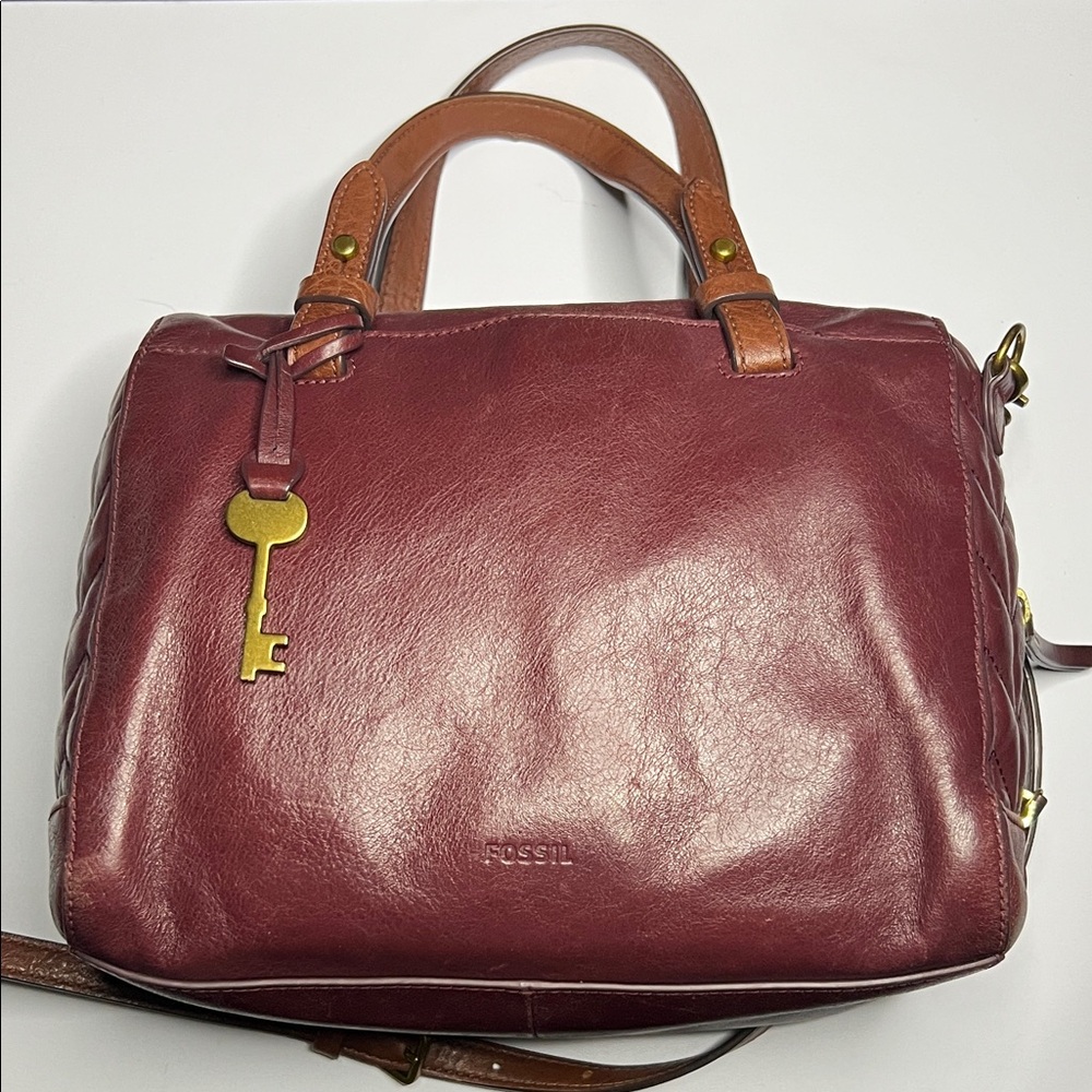 Fossil Burgundy Leather Rachel Satchel